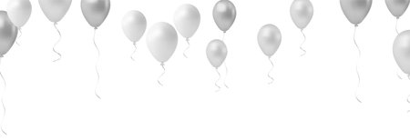 White balloons with ribbons isolated on white background. Vector illustration.のイラスト素材