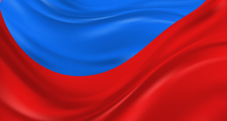 red and blue fabric,silk cloth waves texture background vector illustration. luxurious background or elegantのイラスト素材