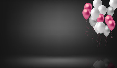 Festive summer background with balloons on  background  Holiday cartoon illustration.のイラスト素材
