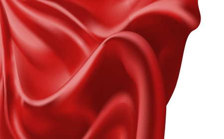 Red Satin Isolated on white Background. flutters in the wind. mesh tool wes usedのイラスト素材