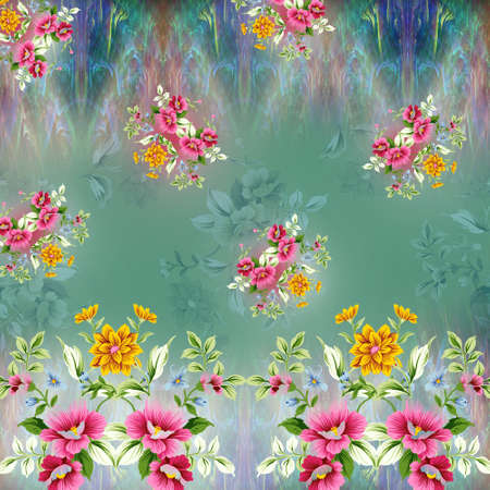 DIGITAL TEXTILE DESIGN AND COLOURFULL PATTERN AND BACKGROUNDの写真素材