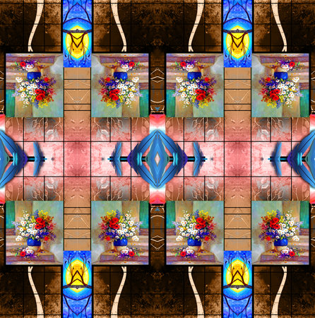 Digital textile saree design and colourfull backgroundの写真素材