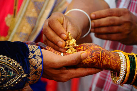 The way of praising god in Hindu religionの写真素材