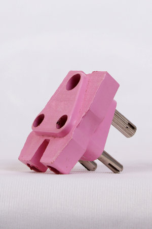 A three pin socket made of plasticの写真素材