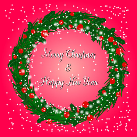 Merry Christmas & Happy New Year Posterのイラスト素材
