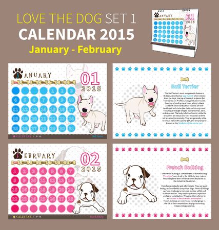 calendar 2015 january to february on dot and white backgroundのイラスト素材