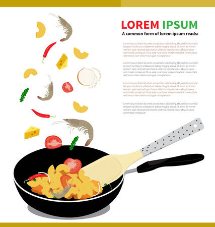 cooking macaroni and ingredient on white backgroundのイラスト素材