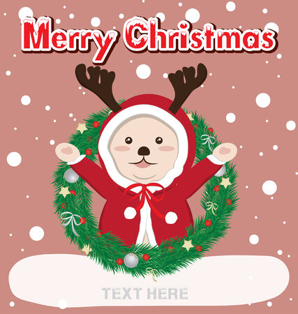 christmas card and merry christmas textのイラスト素材