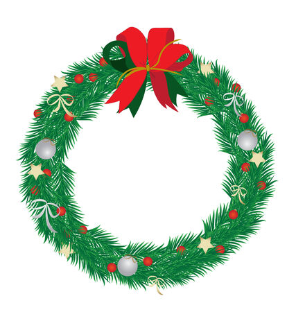 christmas wreath on white backgroundのイラスト素材