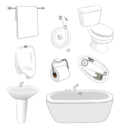 sanitary ware bathroom on white backgroundのイラスト素材
