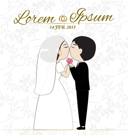 cuple wedding on white backgroundのイラスト素材