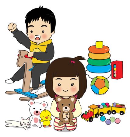 childern play toy on white backgroundのイラスト素材