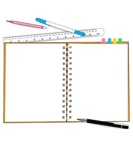 paper and object on white backgroundのイラスト素材