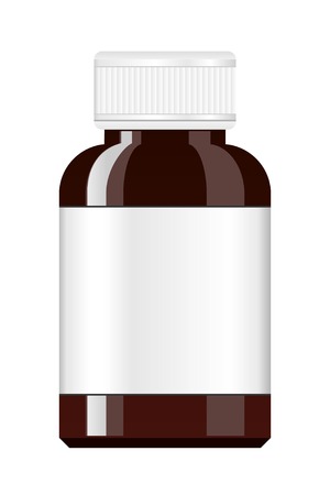 Medicine Bottle. Syrup medicine bottle. Pill Bottle with label.のイラスト素材
