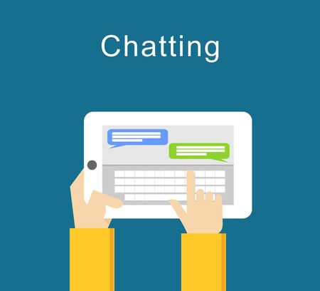 Chatting concept illustration flat design. SMS illustration. Texting. Send message.のイラスト素材