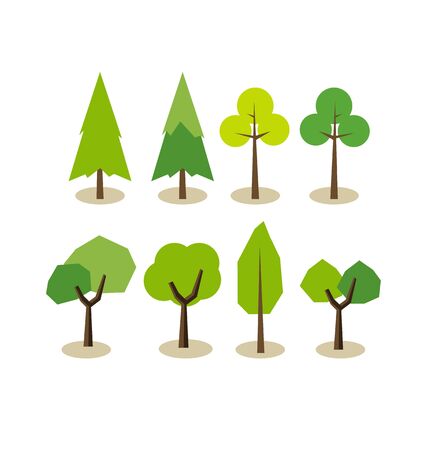 Set of trees. Tree symbols. Tree icons. Flat design.のイラスト素材