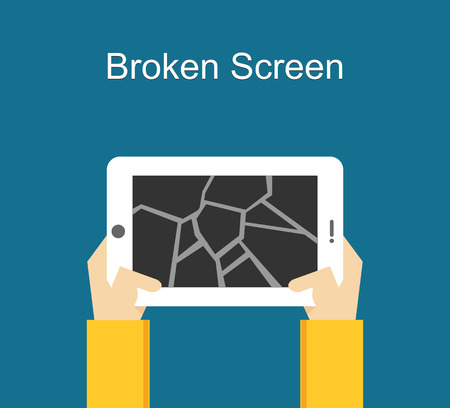 Broken screen illustration. Crack screen concept. Flat design.のイラスト素材