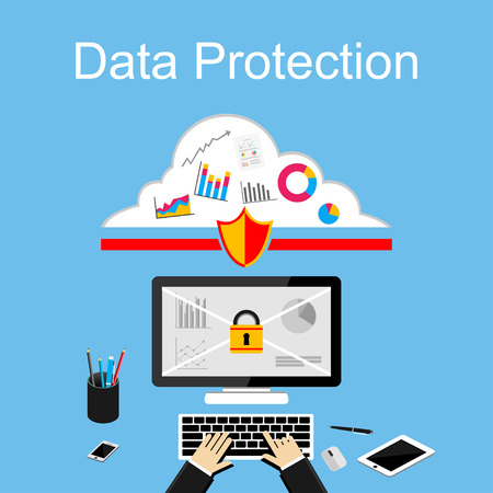 Data protection illustration. Flat design illustration concepts for data security, internet security.のイラスト素材