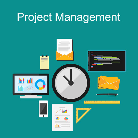 Project management illustration. Flat design.