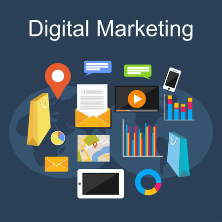 Digital marketing illustration. Flat design illustration concepts for internet, digital media, internet marketing.のイラスト素材