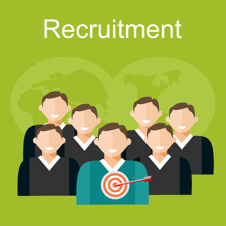 Recruitment illustration. Flat design illustration concepts for human resources, finding employee, recruit candidate.のイラスト素材