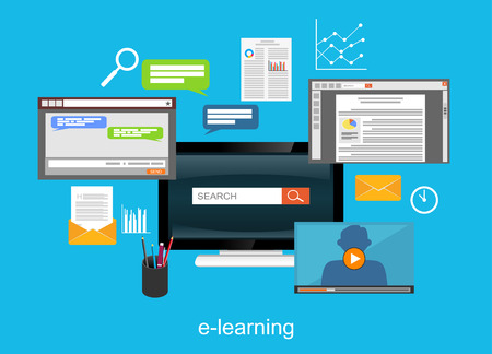 E-learning flat design illustration concept.のイラスト素材