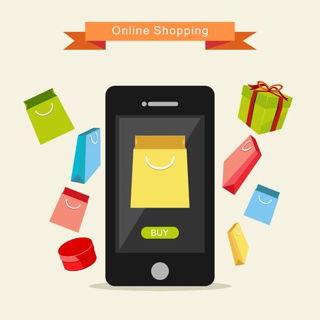 E-commerce Illustration. Online Shopping Illustration. Flat design.のイラスト素材