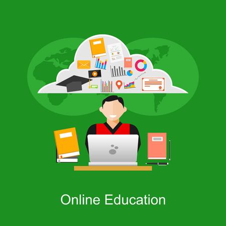 Online education or e-learning concept illustration.のイラスト素材