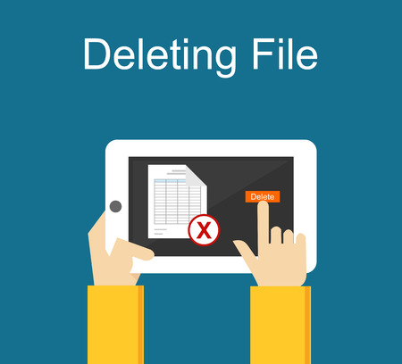 Deleting file on gadget concept illustration.のイラスト素材
