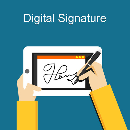 Digital signature on tabletのイラスト素材
