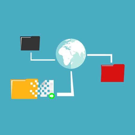 File sharing. Data Distribution. Content management. File transfer concept.のイラスト素材