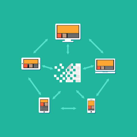 Files or documents transferring between each other. Document distribution. File sharing concept illustration.のイラスト素材
