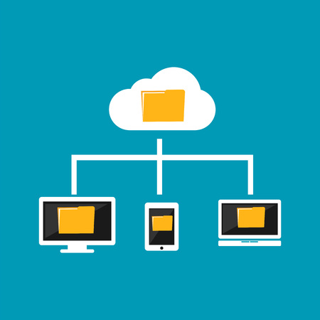 Cloud computing concept. Devices connect to cloud computing. File management.のイラスト素材