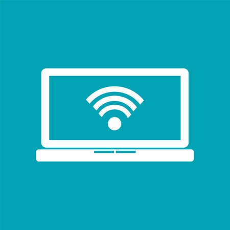 Wireless connection on laptop icon. Wireless connectivity on device concept.のイラスト素材
