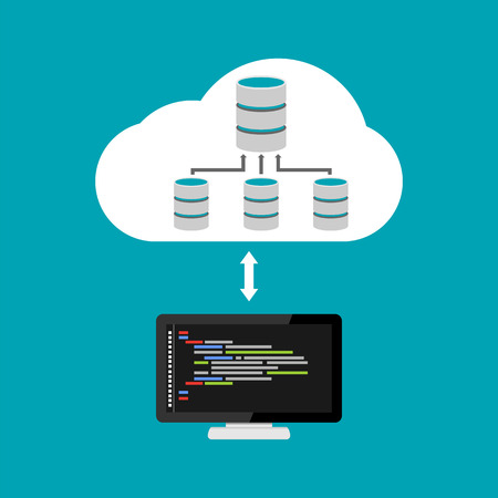 Database architecture programming. Database relation management. Cloud storage.のイラスト素材