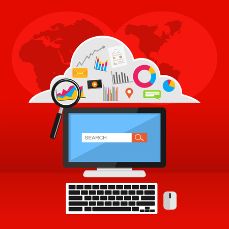 Set of flat design vector illustration concepts for search engine optimization.のイラスト素材