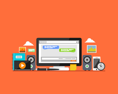 Internet communication concept. Modern flat design for Web Banner , Website Element , or Web Templateのイラスト素材