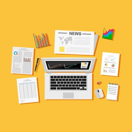 Illustration concepts for business, finance, analytics, economy. Flat designのイラスト素材