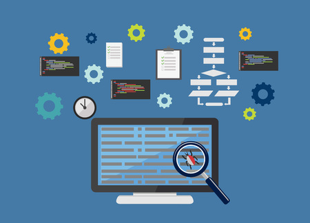 Debugging. Programming. Coding conceptのイラスト素材