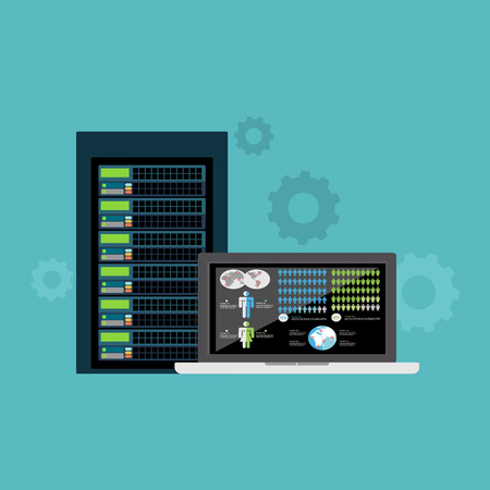 Data mining concept. Extract information. Information system dashboard. Data Center. Database...