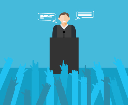 Public speaker giving a speech to a crowd of people.のイラスト素材