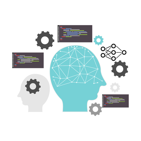 Artificial Intelligence and Machine Learning Conceptのイラスト素材