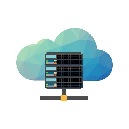 Web hosting server icon with internet cloud. Technology backgroundのイラスト素材