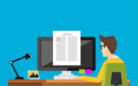 Illustrations concept of person working from home.のイラスト素材