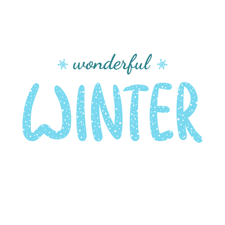 Wonderful Winter handlettering inscription. Winter logo template for invitation, greeting cards, t-shirts, prints and posters. Hand drawn winter inspiration phrase. Vector illustration.のイラスト素材