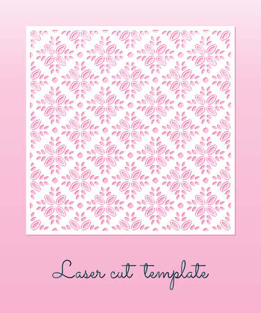 Openwork carved panel with floral pattern. Laser cutting template for greeting cards, wedding invitations, decorative interior elements.のイラスト素材