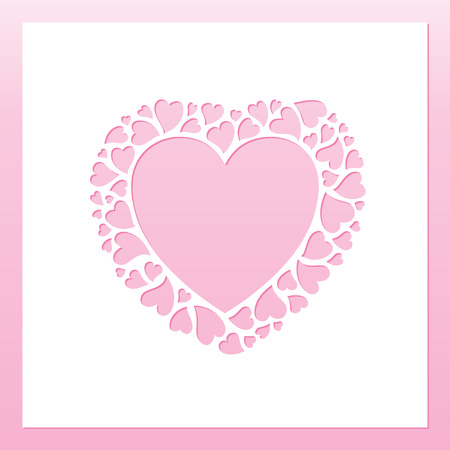 Openwork frame with tender frame of hearts. Laser cutting template for greeting cards, envelopes, wedding invitations, interior decorative elements.のイラスト素材