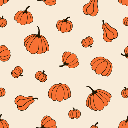 Seamless pattern with pumpkins. Vector template suitable for fabric, textile or wrapping paper.のイラスト素材