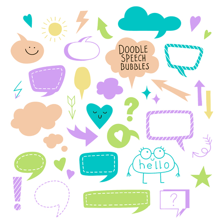 Set of simple speech bubbles, dialog balloons and arrows. Collection of Vector elements for your design.のイラスト素材