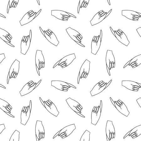 Seamless pattern with hands. Black and white vector template.のイラスト素材
